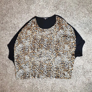 Cable & Gauge Animal Print Batwing Dolman Sleeve Top Women's Plus Size 3X